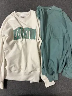 美品GLOBAL WORK トレーナー ホワイト、ロンTセットレイヤードセット