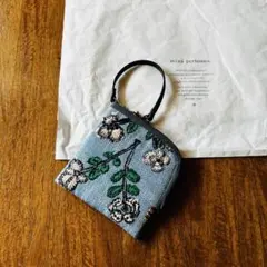 ミナペルホネン　L字ポーチ　キルト　twins ブルー