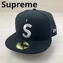 Supreme 24SS キャップ Sロゴ ゴールドクロス 黒 7 1/2