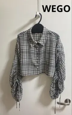 WEGO シアー　チェックシャツ 長袖　ブラック