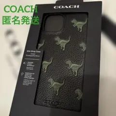 COACH コーチ　iPhone ケース　恐竜　ブラック系　本革