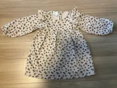 ZARA 花柄　ベージュ　冬　ワンピース 92 90 95 18-24m