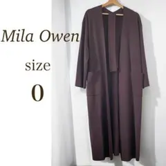 ミラオーウェン【美品✨】ベルト付ニットガウン ダークブラウン カーディガン