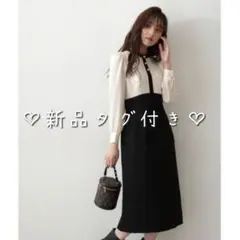 プロポーションボディドレッシングのバイカラーラッフルタイトワンピース M