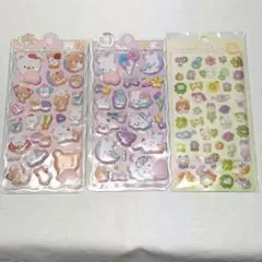 【3点セット】ボンボン ドロップ シール ぷにぷに アニマル かわいい 立体的