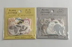 【匿名配送】セリア GAIA 上質フレークシール 大きな猫 2種セット