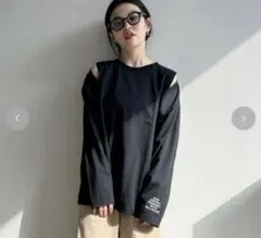 しまむら　ぷーさん　pu's'elect 肩あき　長袖 Tシャツ カットソー 黒