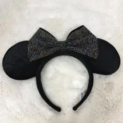 Disney カチューシャミニーブラックレインボーラインストーン