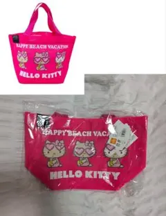 【大特価】ハローキティ 日焼けキティ メッシュトートバッグ ピンクのサムネイル