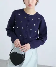 フリーズマート☆ フラワー刺繍針抜きニットカーディガンのサムネイル