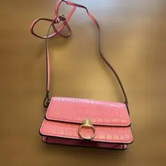 ピンク クロコダイル風 ショルダーバッグ