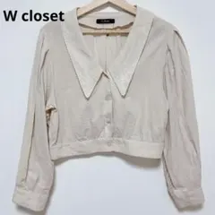 [w closet] 刺繍 クロップドシャツ ブラウス アイボリー ナチュラル