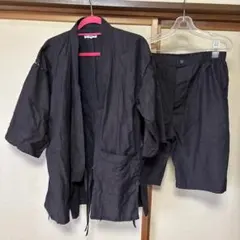 미사용 니시카와 다크 브라운 및 블랙 진페이 미디엄 재킷 및 반바지 세트