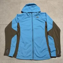 Adidas アディダス　パーカー　ジップアップ　ランニング　水色　グレー　L