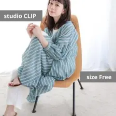 studio CLIP　マルチストライプスキッパーシャツワンピース　Ｆ　グリーン