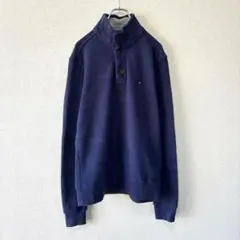 Tommy Hilfiger ワンポイント刺繍ロゴ　ヘンリーネック　アメカジ　S