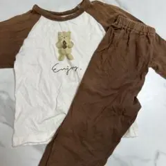 クマプリント長袖パジャマセット