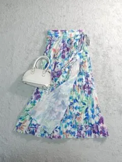 ミラオーウェン 大人可愛い フラワープリント プリーツ スカート 1