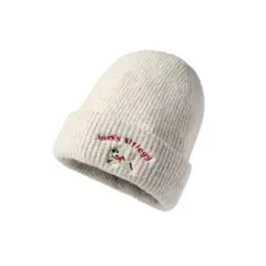 刺繍付きホワイトニット帽