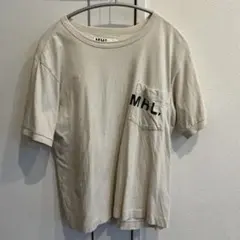 MHL. マーガレットハウエル 定番ロゴ ポケットTシャツ ベージュ サイズIIのサムネイル