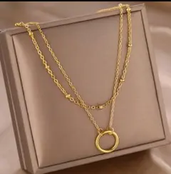 ポールチェーン 2連 ネックレス 超人気✨ ラスト リング サージカルステンレス