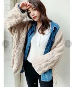 GYDA ベージュ　ケーブル編みニットカーディガン　ボレロ　カーディガン