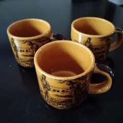 レトロの陶器製コーヒーマグセット（3個）
