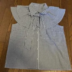 INGNIギンガムチェック ノースリーブシャツ フリル袖