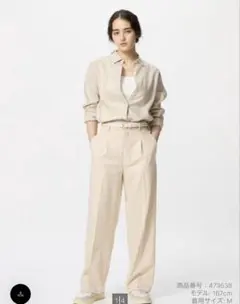 新品♡ユニクロ　タックワイドパンツ ベージュ