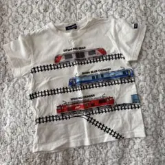 電車プリント Tシャツ 100cm ホワイト