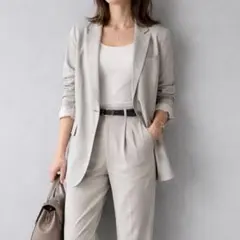 ★アンタイトル［L］上品クール◎上質日本製◎薄手さらり◎テーラードジャケット