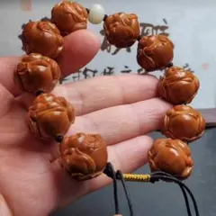 橄欖核雕 八卦无相佛 1.2正圆手串 高密度红润核质 手工雕刻日常盘玩文 