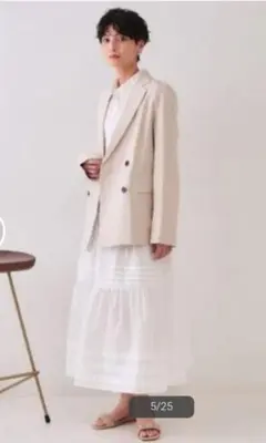 ダブルブレストテーラードジャケット L ベージュ