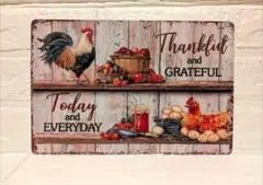 ブリキ看板　アート　ニワトリ　カントリーテイスト　風水　前向き　北欧風