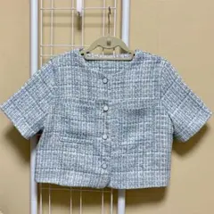 ツイード 半袖テーラードジャケット