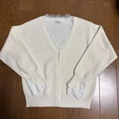 earth music &ecologyアイボリー レース付きカーディガン