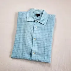 Henry Cottons 水色 チェック柄 半袖シャツのサムネイル
