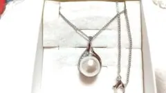 スワロフスキー 使用 1粒パール パール ベネチアンチェーン ネックレス
