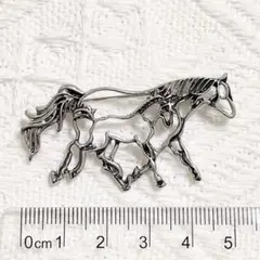 シルバー 親子 馬 ウマ ブローチ ピンブローチ レディース メンズ