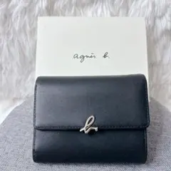 agnes b. アニエスベー 三つ折り財布 レザー ブラック 箱付き - メルカリ