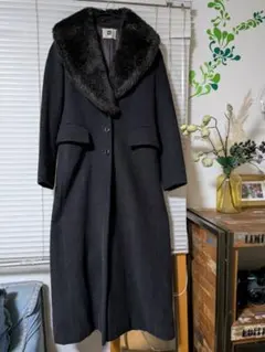 NUOVO Lista ダークグレー　レトロなファー ロングコート