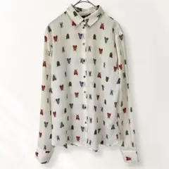エイチアンドエム H&M 長袖シャツ 総柄 昆虫 レトロ 個性的 32《e179のサムネイル