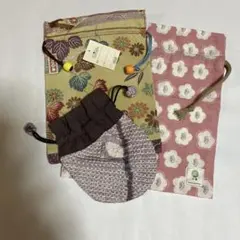 和風花柄巾着袋3点セット