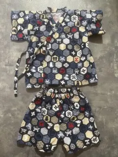 90サイズ 甚平 六角形パターン