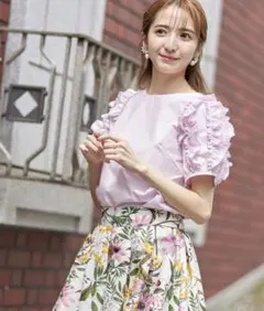 tocco closet フリル付きスリーブブラウス　ピンク　ラベンダー　M