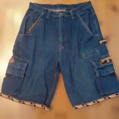 激レアデザインROCA WEAR ロカウェア　超極太バギー　カーゴデニムショーツのサムネイル