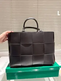 極美品Bottega Veneta イントレチャートトートバッグ ブラック大容量