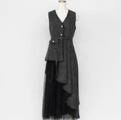 RANDA ランダ チュールレイヤードジャケットワンピース　秋冬ツイード