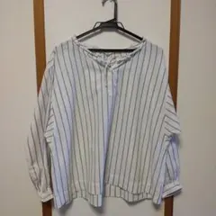 studio CLIP ストライプ柄 長袖ブラウス