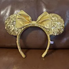 ディズニー カチューシャ ミニー スパンコール ゴールド